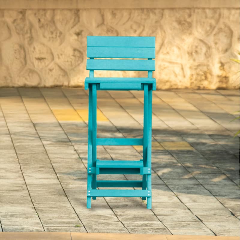Key West Fully Assembled All-Weather Recycled HDPE Outdoor Folding Bar Stool - Hawaiian Blue