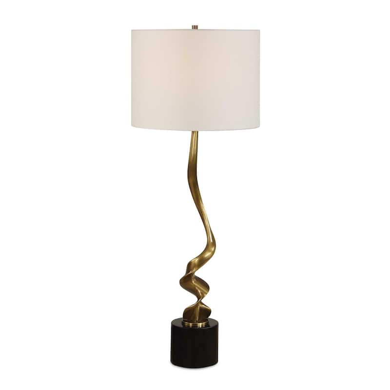Uttermost Spiraling Cordless Brass Buffet Lamp - 13.00" W x 35.00" H x 13.00" D
