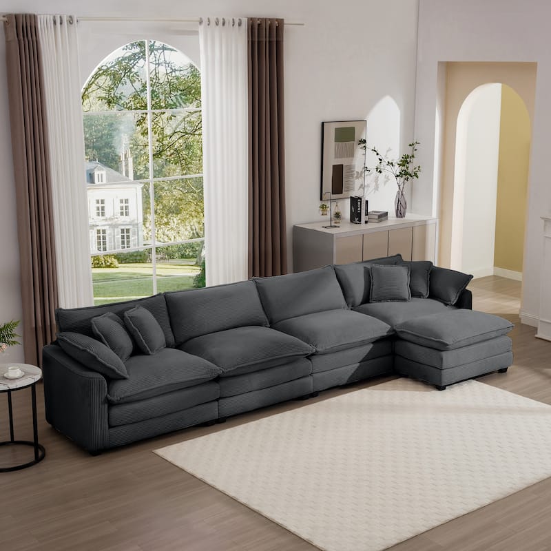 Corduroy Cloud Upholstered Modular Sectional Sofa, Free Combination