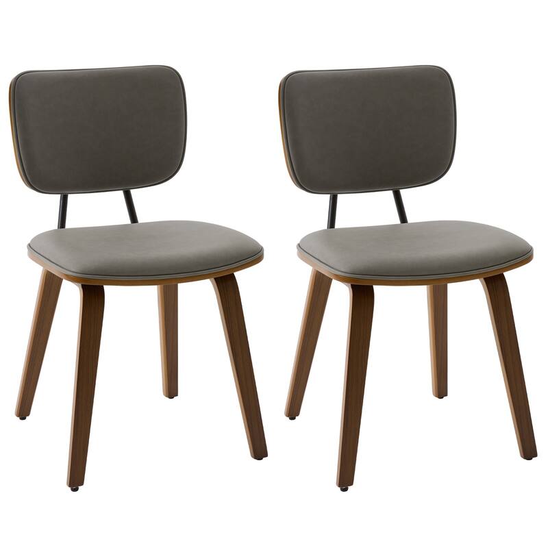Faux Leather Upholstered Dining Chairs Set of 2/4 with Wood Legs - 32.3"H x 18.5"W x 21.8"D
