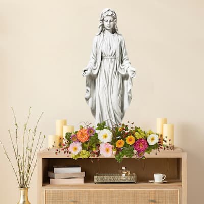30''H Standing Virgin Mary Blessed Mother Statue Holy Cross Sculpture Decoration By Glitzhome