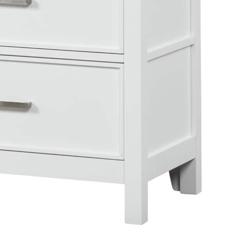 Tela Tall Dresser Chest, 5 Drawers w/ Nickel Handles, White and Brown
