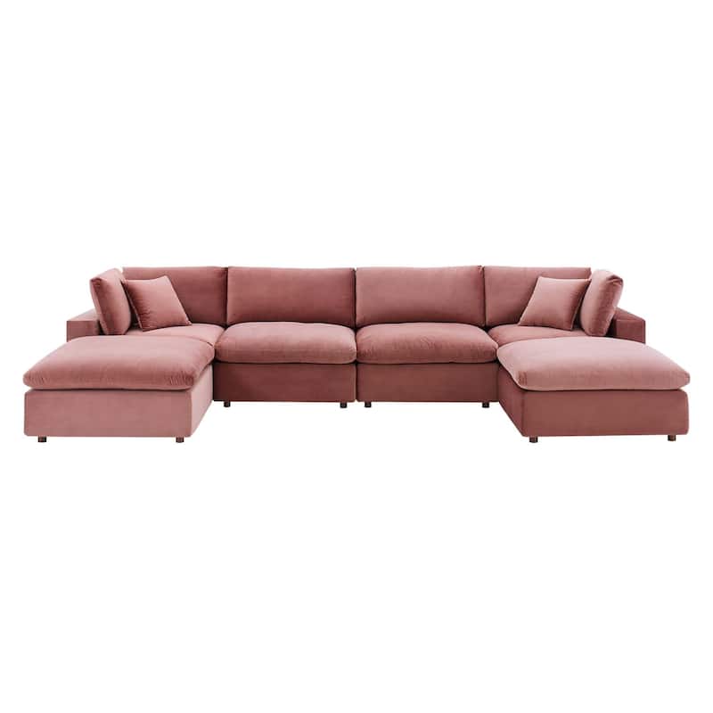 Commix Down Filled Overstuffed Velvet 6-Piece Sectional Sofa