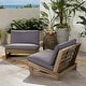 preview thumbnail 2 of 23, Sherwood Outdoor Acacia Wood Club Chairs (Set of 2) by Christopher Knight Home Gray Finish+Dark Gray