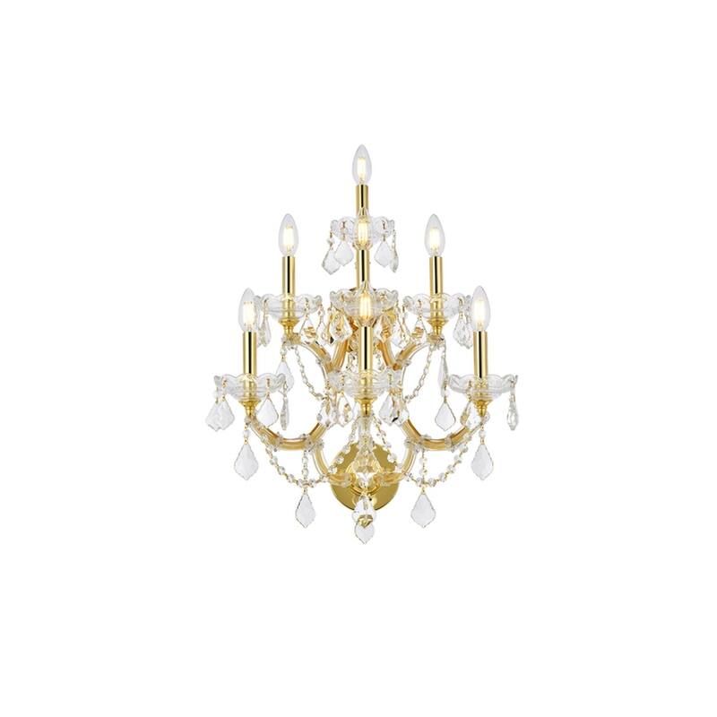 Fleur Illumination Collection Wall Sconce D:22in H:27in E:15.5in Lt:7 Gold Finish - royal cut crystals/Gold