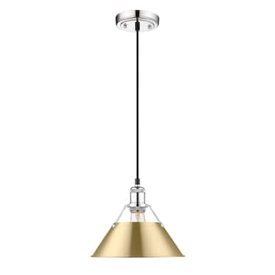 Orwell 10" Wide Medium Pendant in Chrome with Brushed Champagne Bronze - Silver
