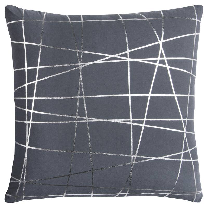 Rachel Kate Grey Abstract Cotton Casement Throw Pillow - Accent - 20" x 20" - Polyester - Grey - Single