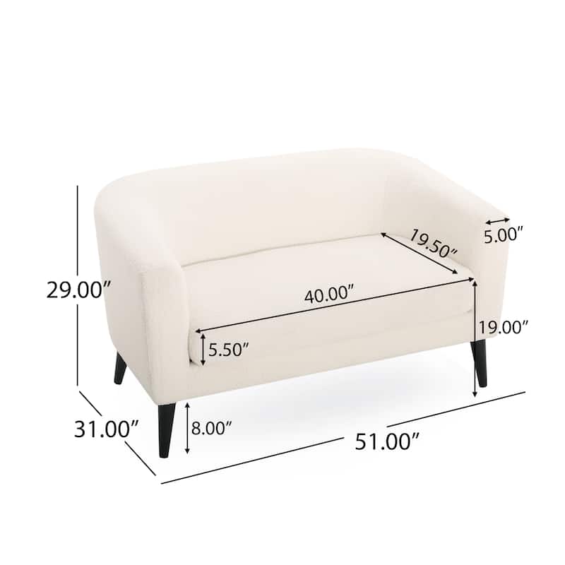 Roomfitters Modern Loveseat Sofa, Upholstered Small Couch for Living Room, Compact Accent Seating