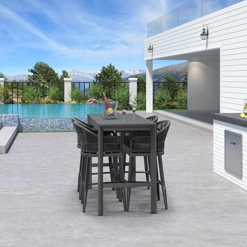 PURPLE LEAF Outdoor Counter Bar Stools Set of 4 Patio Aluminum Barstools with Back and Cushions Metal Modern Wicker Chairs