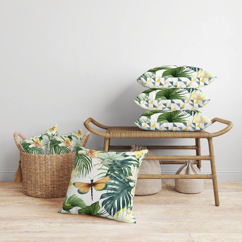 Dragonfly Dreamscape Faux Suede Reversible Throw Pillow Green and Yellow