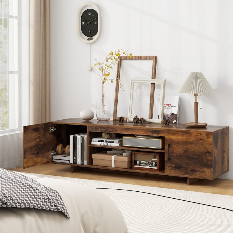 Modern TV Stand with USB Ports and Cable Holes for 65 Inch TVs - 60" x 15.5" x 17.5"