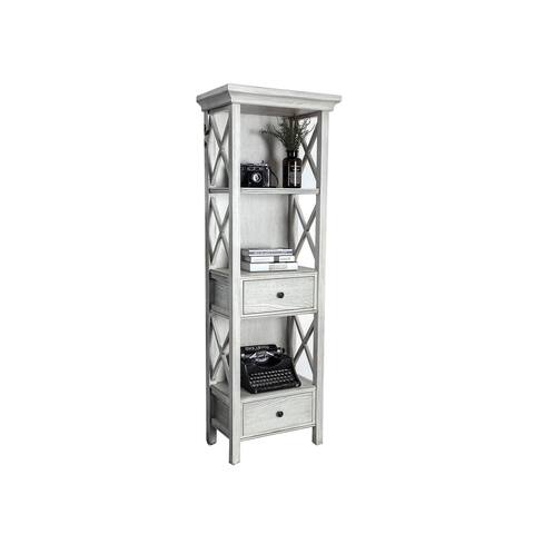 Rustic Style Pier Cabinet with 2 Drawer in Antique White
