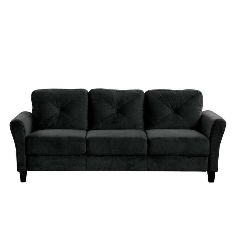 Black Velvet Sectional Couch for Small Spaces