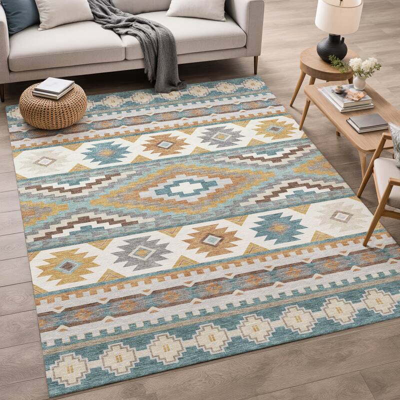 Machine Washable Indoor/ Outdoor Modern Ottawa Chantille Rug