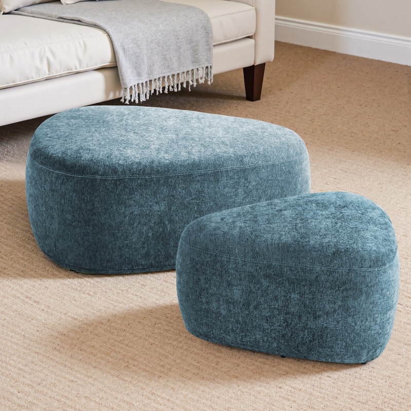 Oversized Triangle Cocktail Ottoman (Set of 2) - Blue