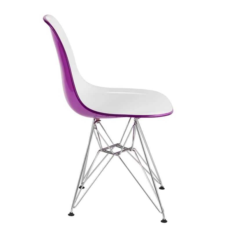 LeisureMod Cresco Molded 2-Tone Eiffel Side Chair - White Blue - 17"L x 18.4"W x 32"H