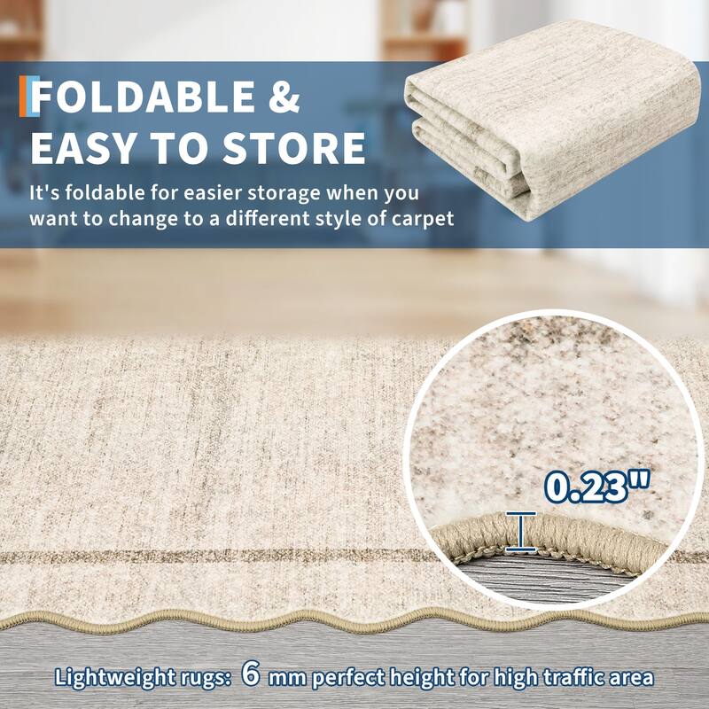 Garvee Scallop Solid Washable Area Rug