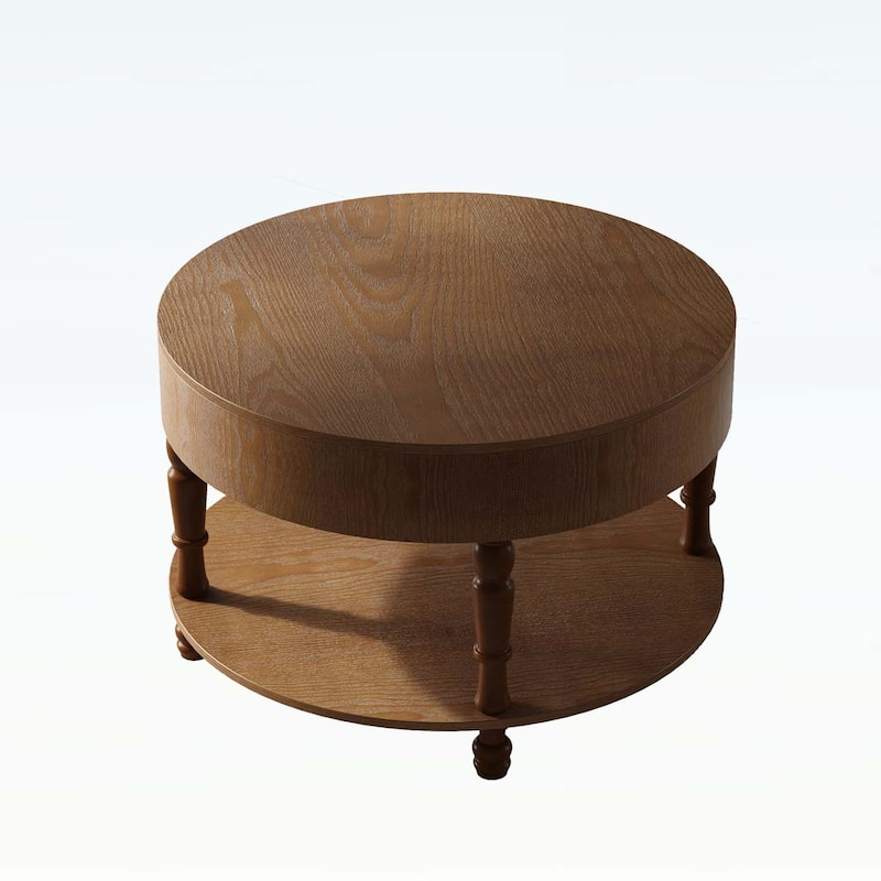 Modern Round Coffee Table with Dual Storag