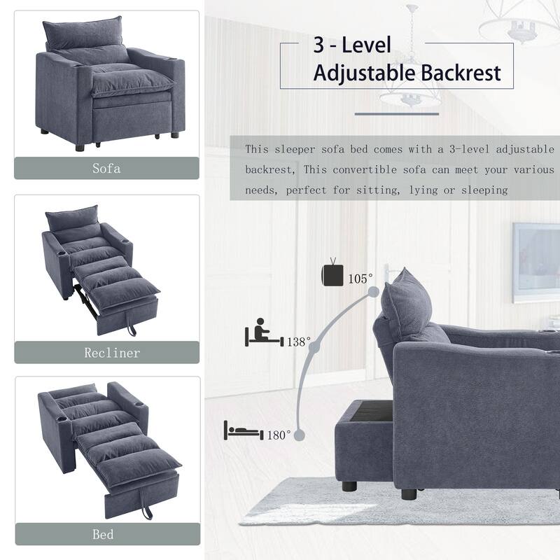 Convertible Sofa Chair Adjustable Sleeper Chair