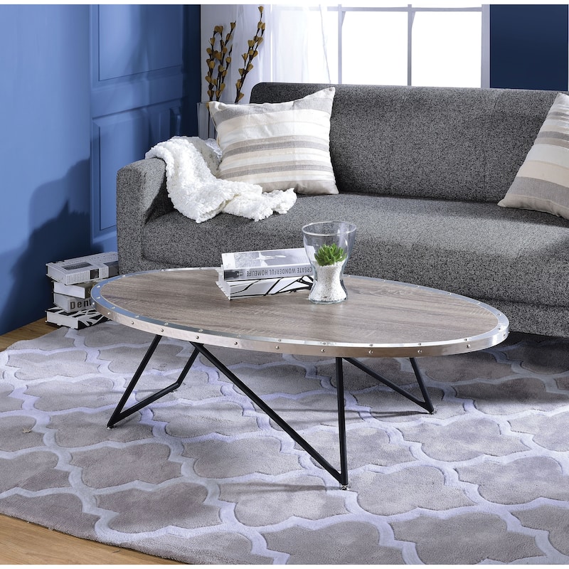 ACME Allis Coffee Table in Weathered Gray Oak