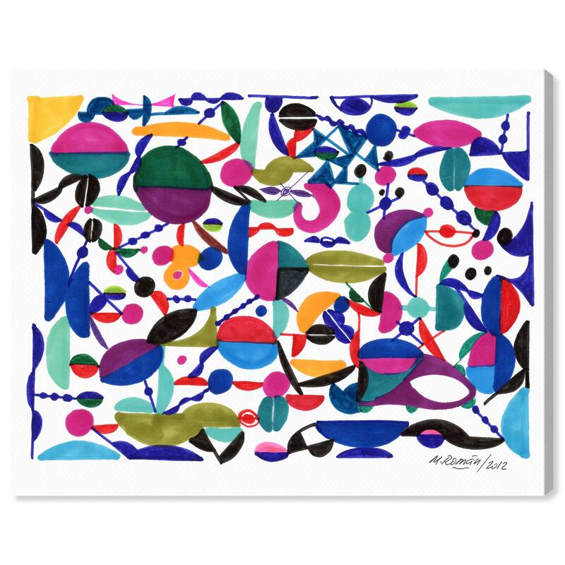 Wynwood Studio Canvas Abstract Manuel Roman - Laberinto White and Dark Blue Modern & Contemporary Wall Art Canvas Print