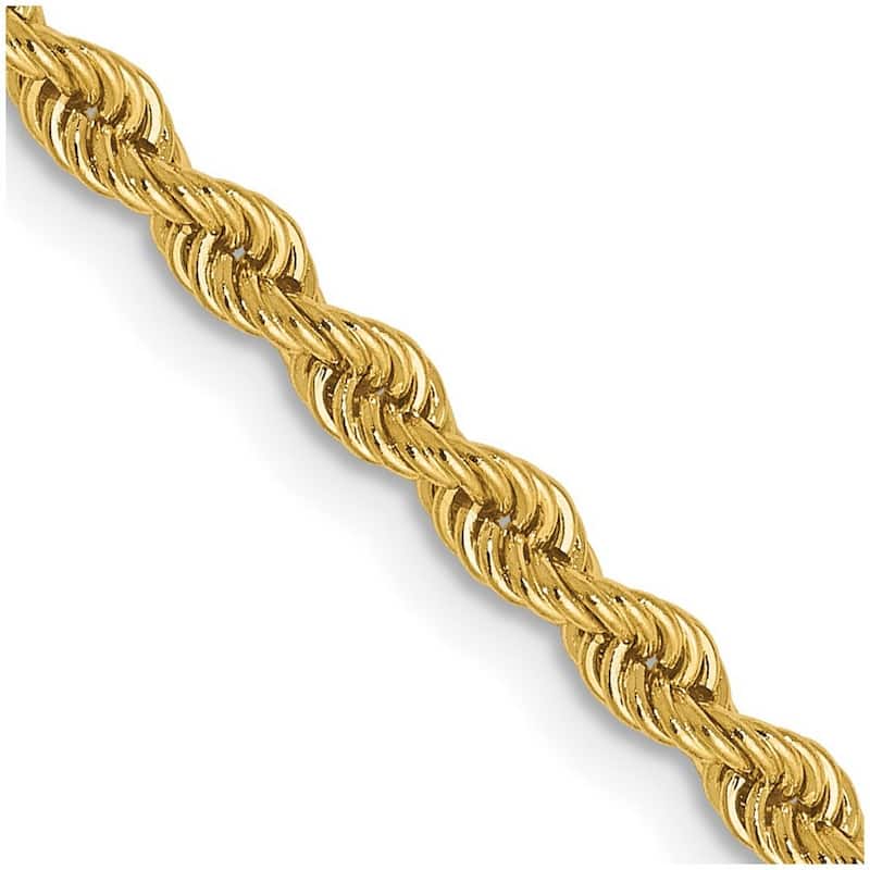 Curata 14k Yellow Gold Lobster Claw Closure Valu plus 2.5mm Solid Chain Bracelet