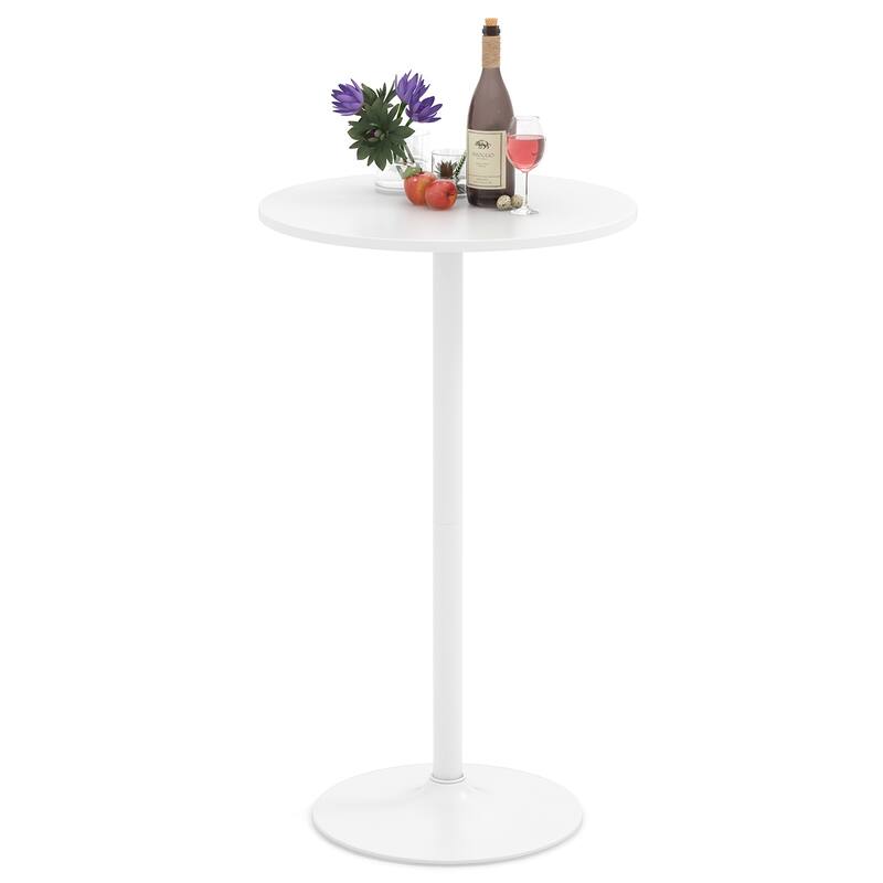 Gymax Round Bar Table Set of 2 w/Adjustable Height & Metal Base Modern