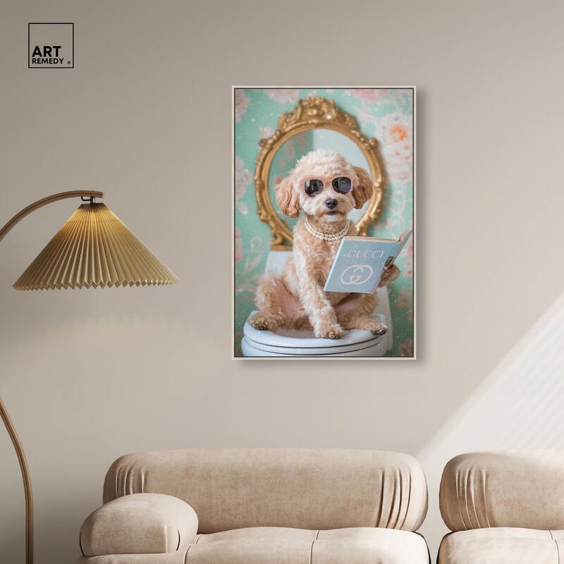 Goldendoodle Toilet Time Canvas by Art Remedy