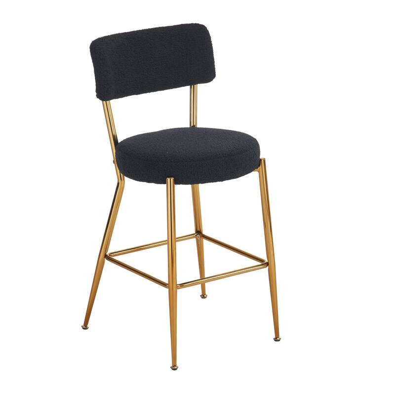 Teddy Fabric Bar Stools Set of 4,Metal Legs and Footrest