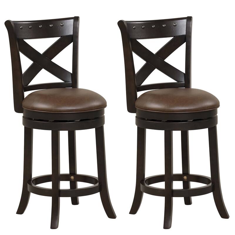 1/2/4 PCS 26'' Swivel Bar Stool Counter Height Leather Seat Footrest