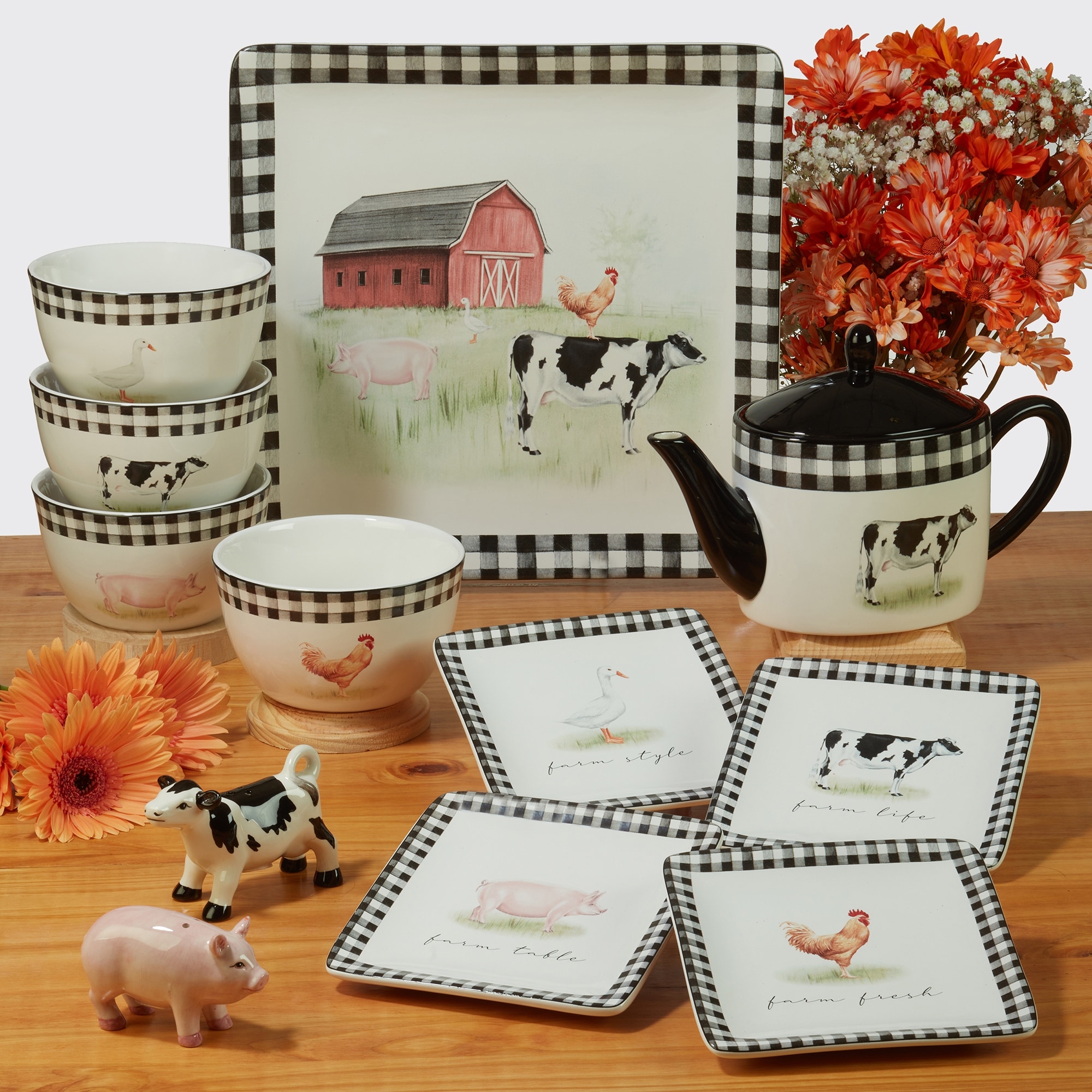 Modern Farmhouse Farm Dinnerware Sets Bohemian Country Chic Style