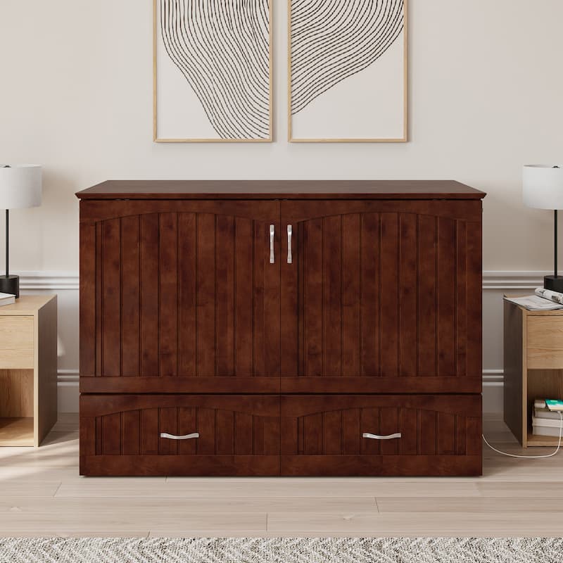 Southampton Murphy Bed Chest with Mattress & Built-In Charger