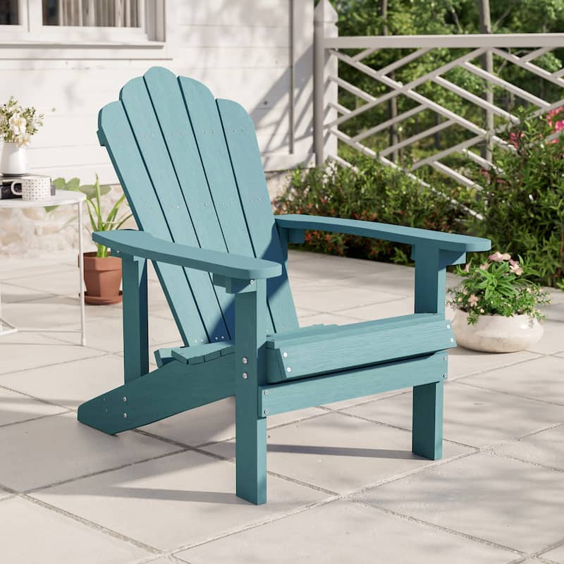 BONOSUKI Outdoor Faux Wood HIPS Patio Adirondack Chair - Turquoise