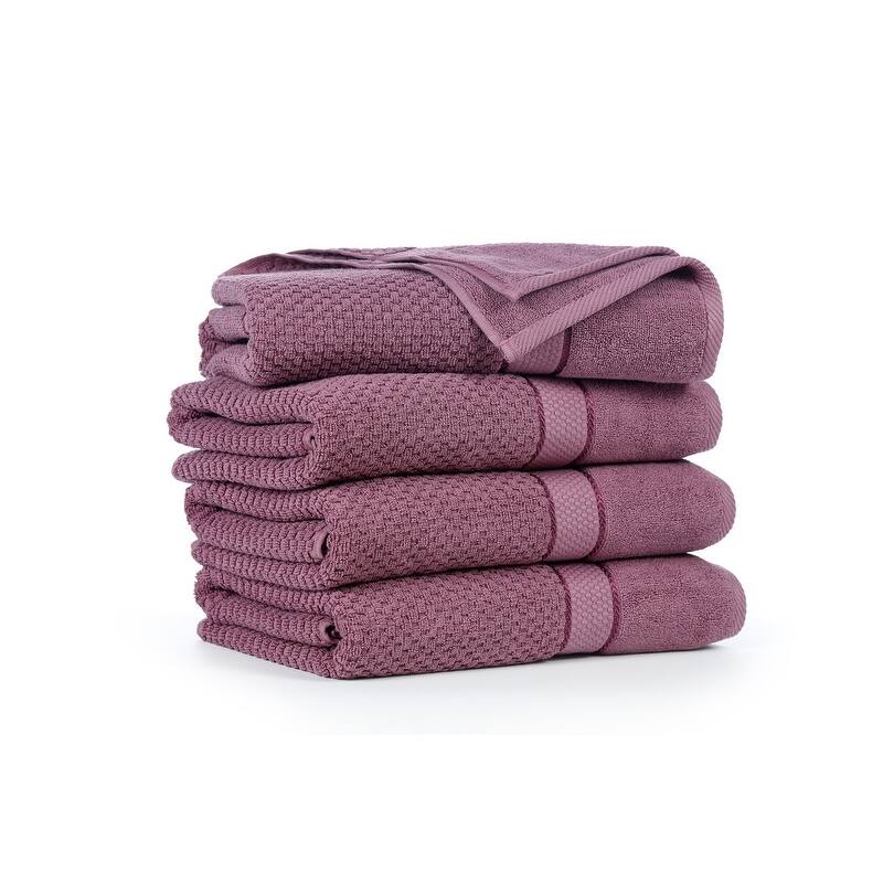 Bath Towel for Bathroom Popcorn Textured 30 X 54 Inch by Ample Decor - 4 Pcs