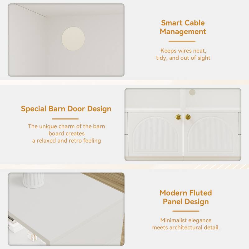 Gymojoy 86.6" LED TV Stand for 85-100 Inch TV, Modern Fluted Entertainment Center, 8 Drawers & Cabinet, Smart TV Console.