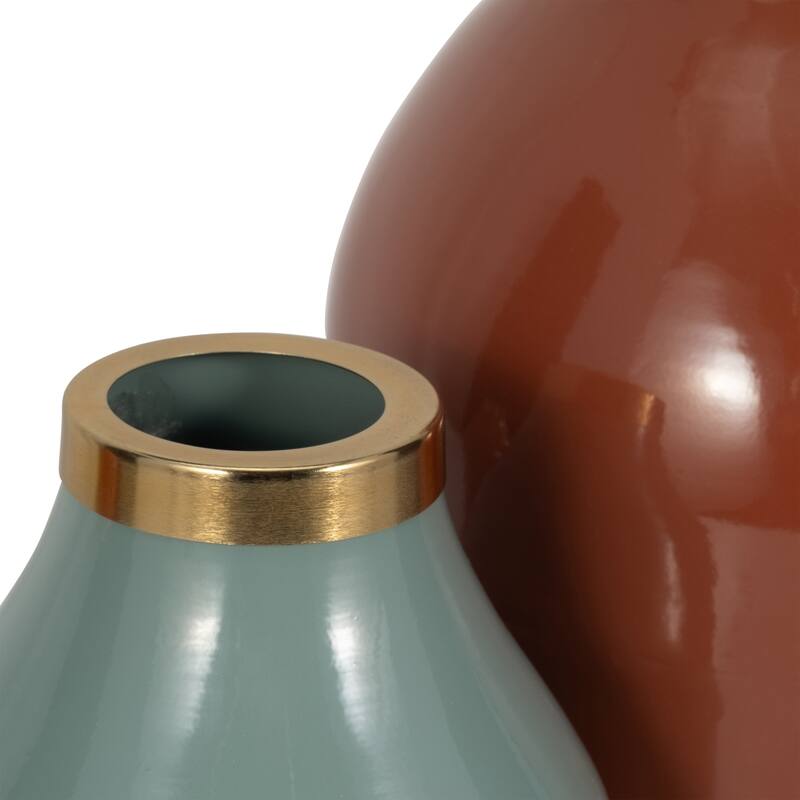Metal Bottle Vases Set of 3 - Red/Orange, 7/9/12 in.