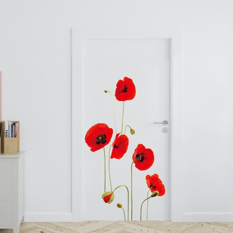 Walplus Wall Sticker Red Poppy Flower Art Children Mural Self Adhesive
