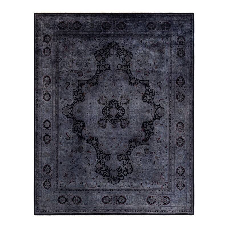 Overton Hand Knotted Wool Vintage Inspired Modern Contemporary Overdyed Gray Area Rug - 8' 1" x 10' 1"
