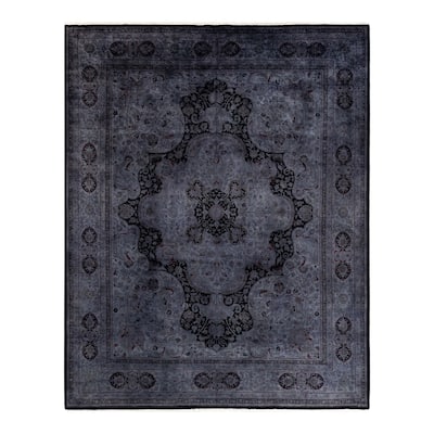 Overton Hand Knotted Wool Vintage Inspired Modern Contemporary Overdyed Gray Area Rug - 8' 1" x 10' 1"