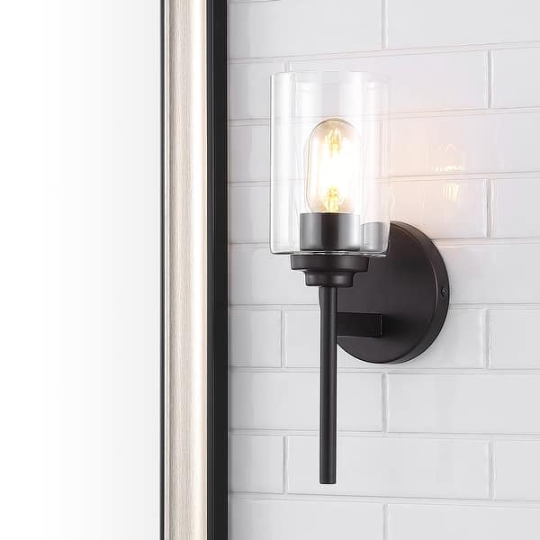 slide 1 of 24, Juno 13" 1-Light Farmhouse Industrial Iron Cylinder LED Sconce by JONATHAN Y Oil Rubbed Bronze