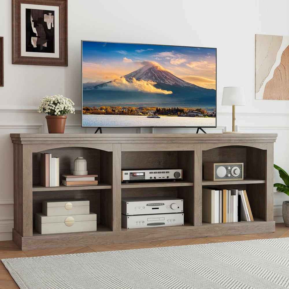 Moasis 70/59"W Farmhouse TV Stand for 75/80" TV, Entertainment Center