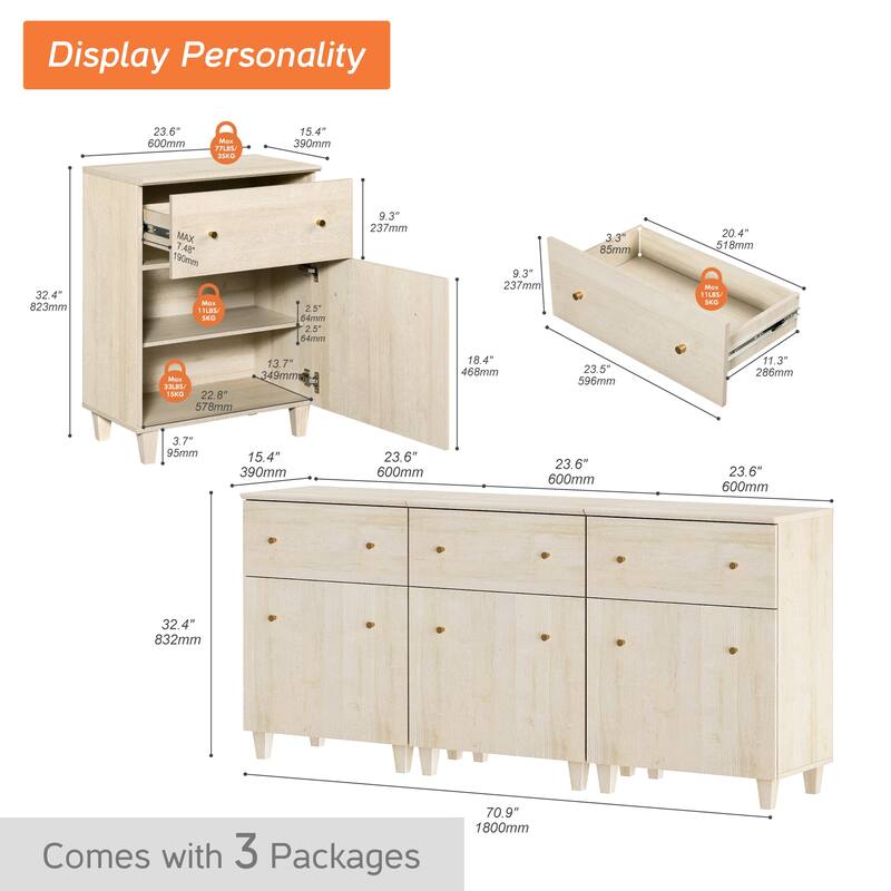 Sideboard Buffet Cabinet with Drawer and Door for Kitchen, Dining Room