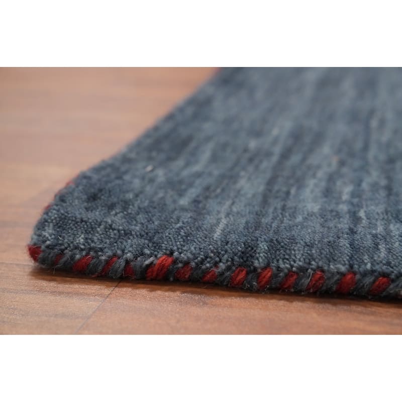 Hand Knotted Oriental 100% Wool Carpet Tribal Animal Pictorial Navy Blue & Blues Gabbeh Area Rug - 9' 11'' X 8' 0''
