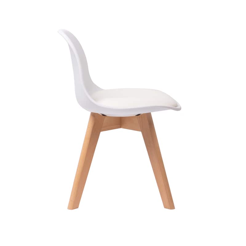 Porthos Home Brynn Kids Chair, Plastic Shell With Seat Cushion, Beech Wood Legs