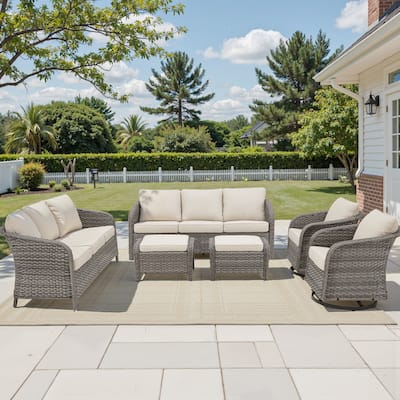 Pocassy Outdoor Patio Furniture Wicker Sofa Chair Set