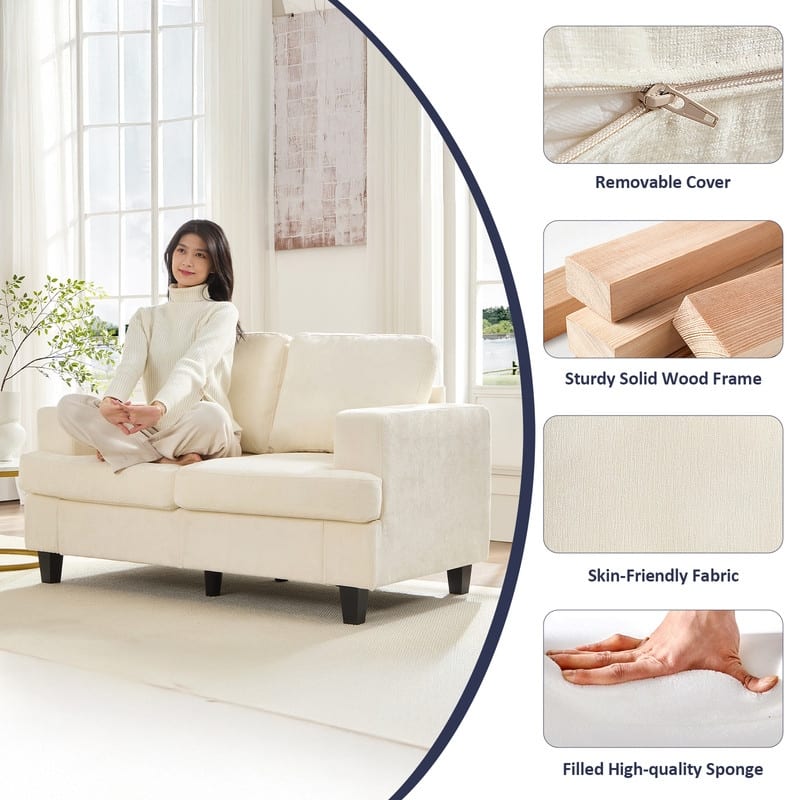 Mixoy Chenille 3 Piece Living Room Sofa Set,3-Seat Sofa/Loveseat/Armchair Sofa Sets,Modular Sectional Couch Furniture Sets