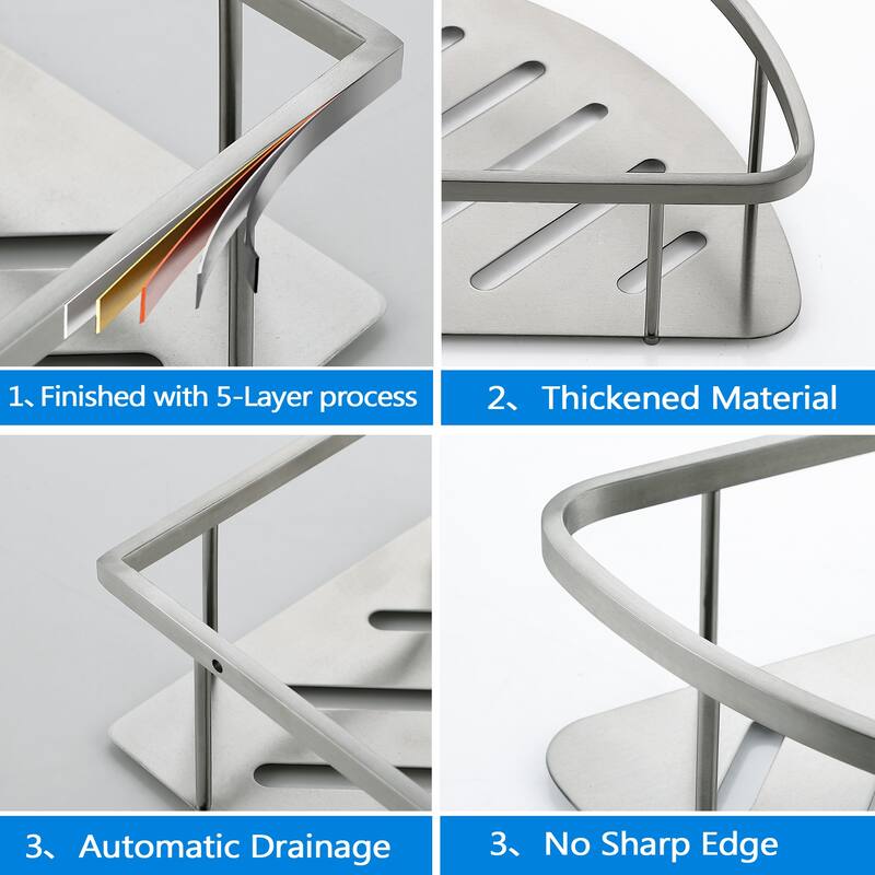 304 Stainless Steel Wall Mounted Corner Shower Caddy Corner Storage Shelf Shower Basket