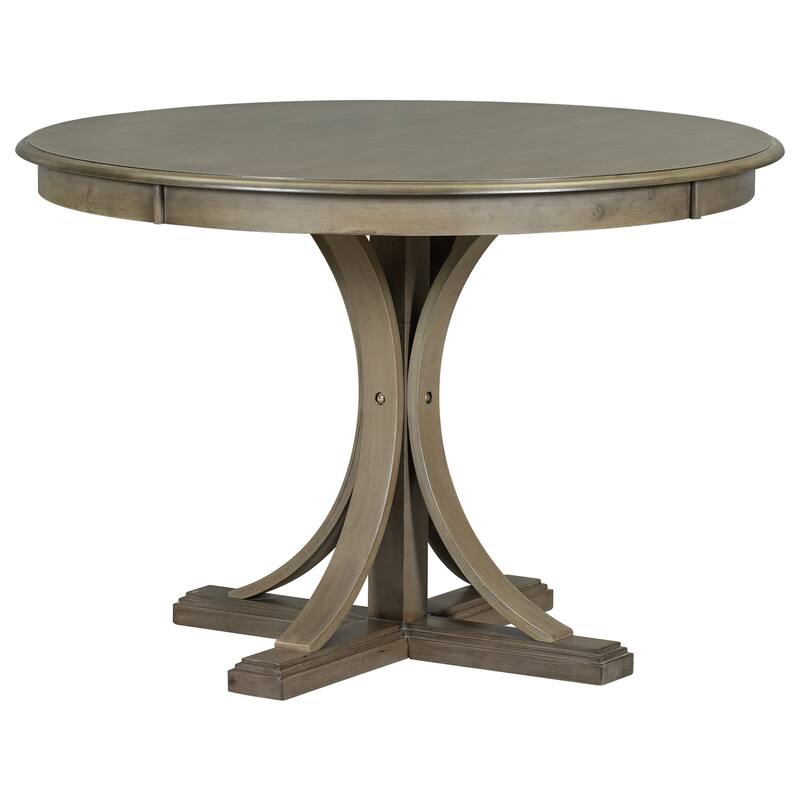 Retro 5-Piece Wooden Dining Table Set with Curved Trestle Table & 4 Chairs