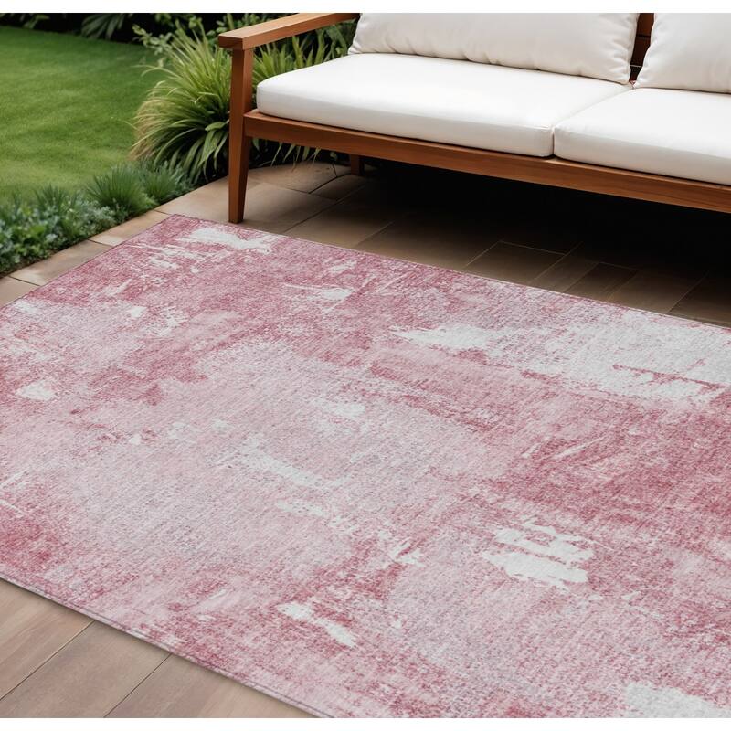 HomeRoots Abstract Transitional Rectangle Outdoor Rug - 10' X 14'