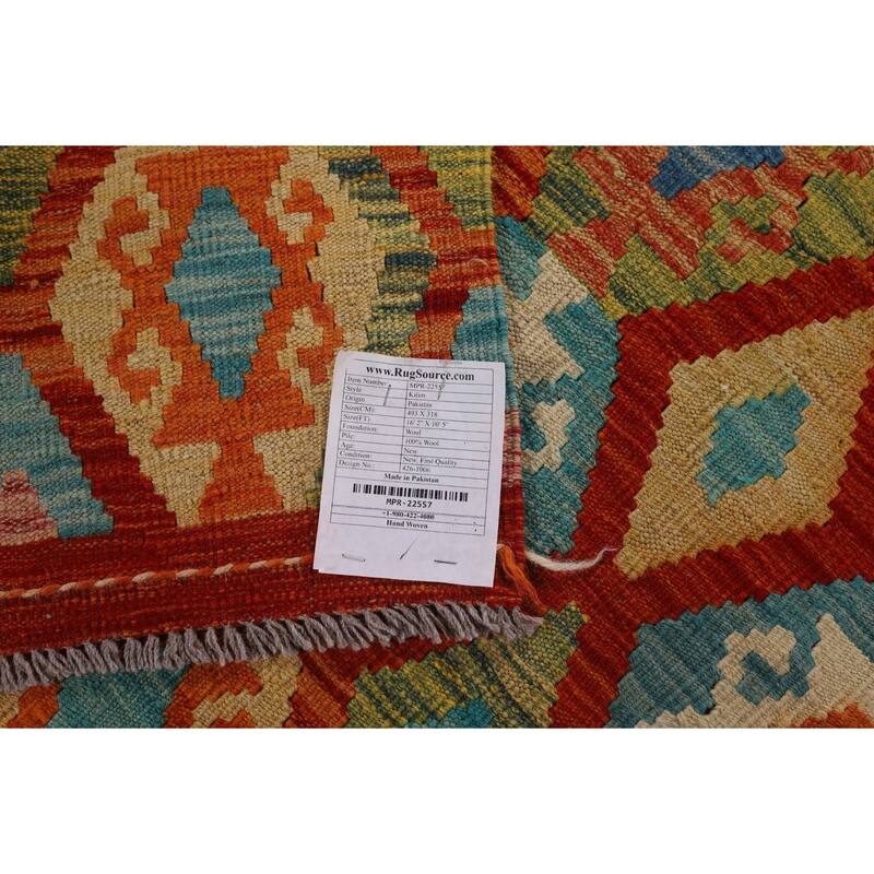 Multicolor Kilim Oriental Large Rug Flatweave Wool Carpet - 10'5" x 16'2"